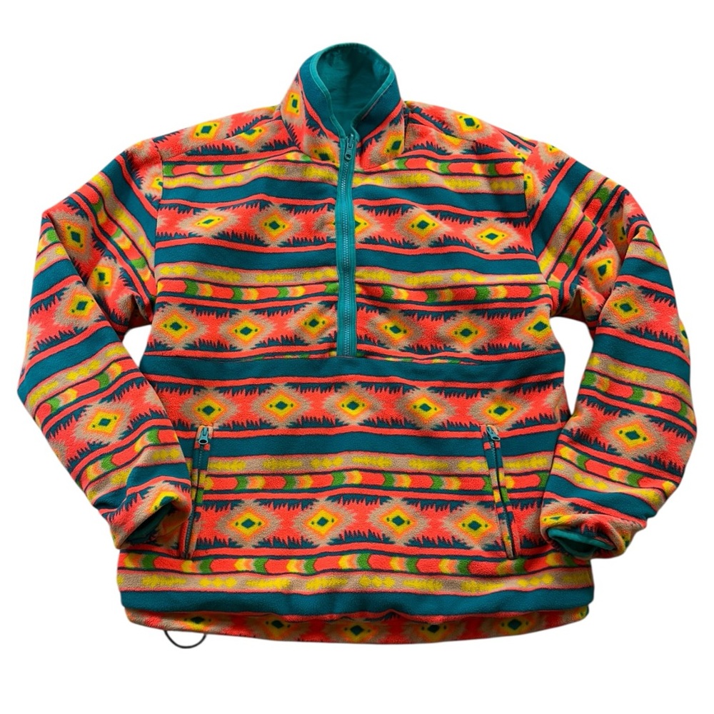 Chubbies That's Rad Reversible Polar Fleece Retro Aztec Print Neon Jacket Large